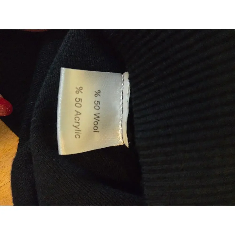 Luchiano Visconti Mens XL Italian Merino Wool Sweater Navy Mock Neck Suede Patch